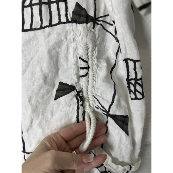 Vasna 100% Linen Fish Print Dress Plus Sz 1X Pockets Lagenlook Coastal Beach Art - Picture 10 of 10